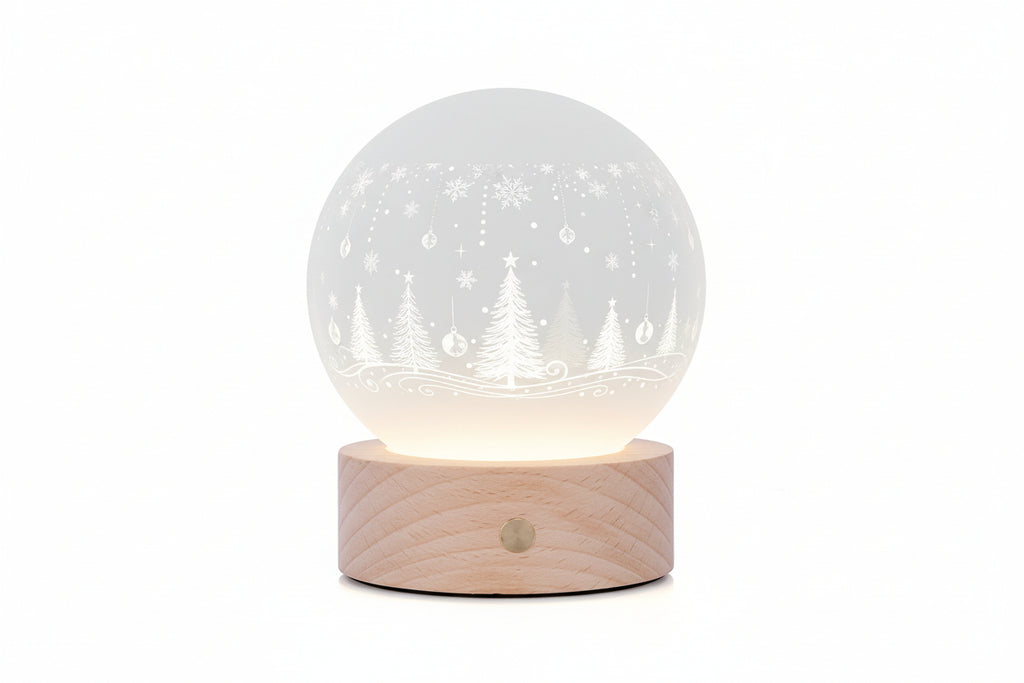 Glass photo panel with LED base-round 4.7 dia