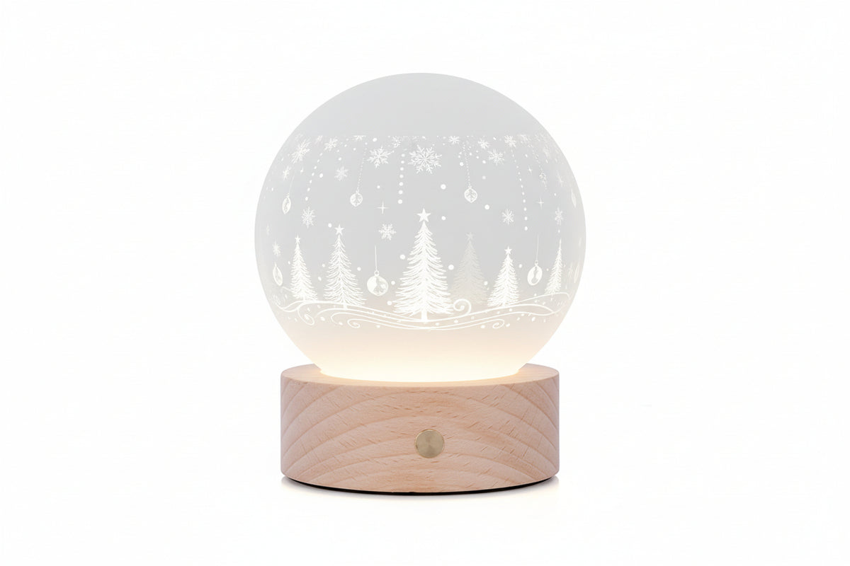 Glass photo panel with LED base-round 4.7 dia