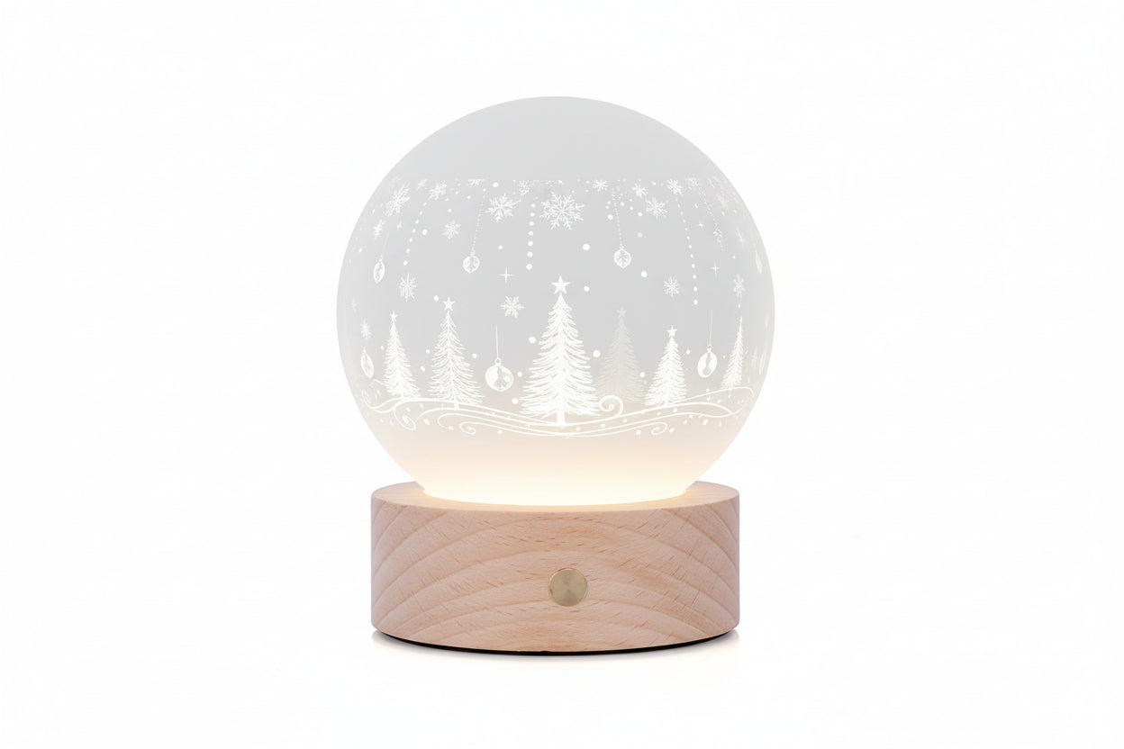 Glass photo panel with LED base-round 4.7 dia