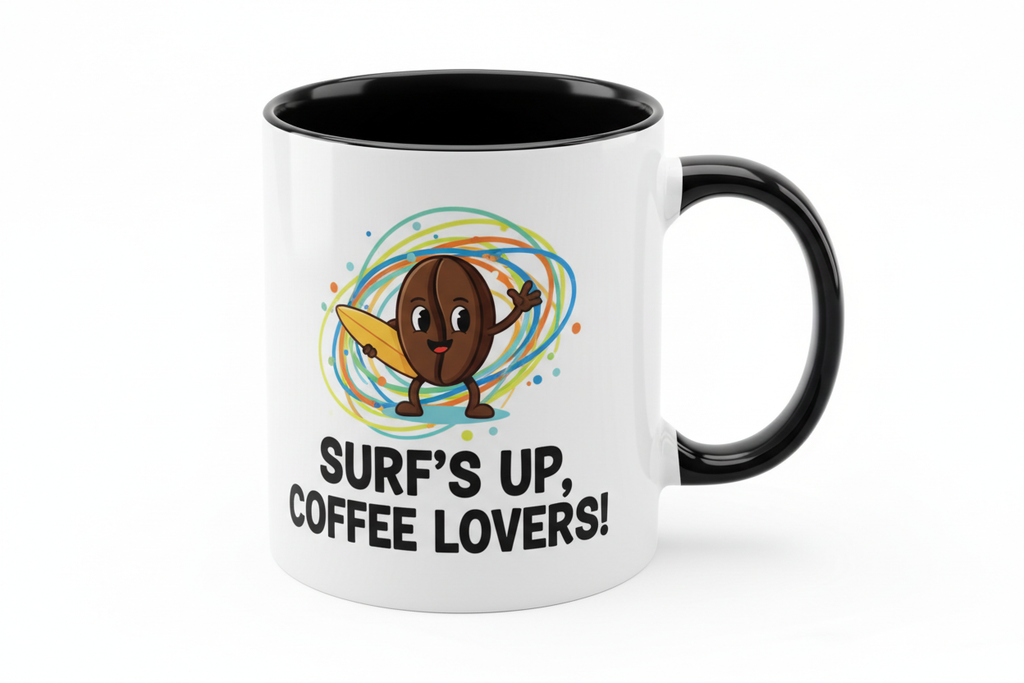 11oz sublimation inner & handle color mug, black with advertising print