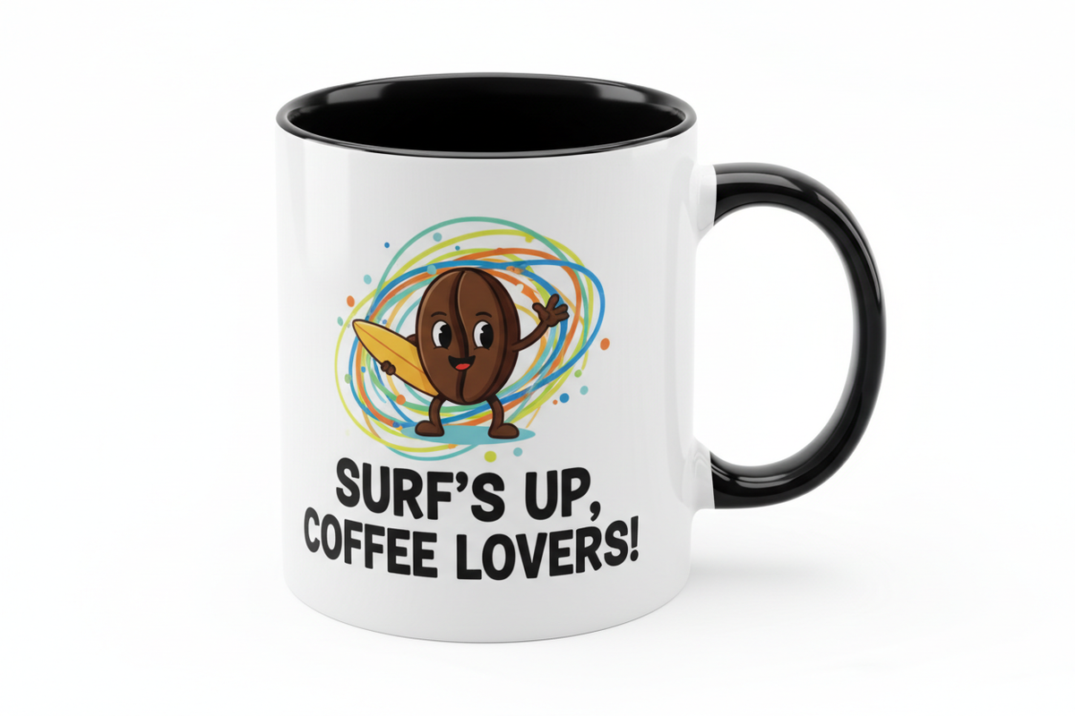 11oz sublimation inner & handle color mug, black with advertising print