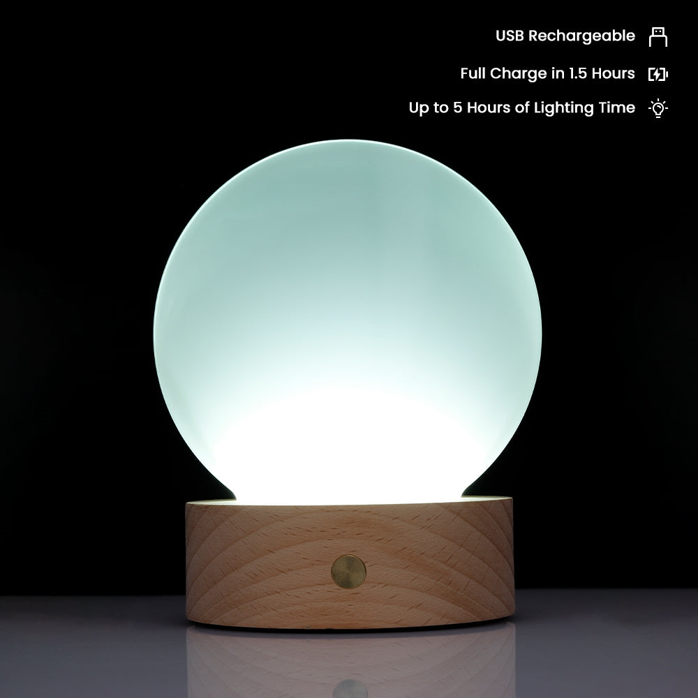 Glass photo panel with LED base-round 4.7 dia