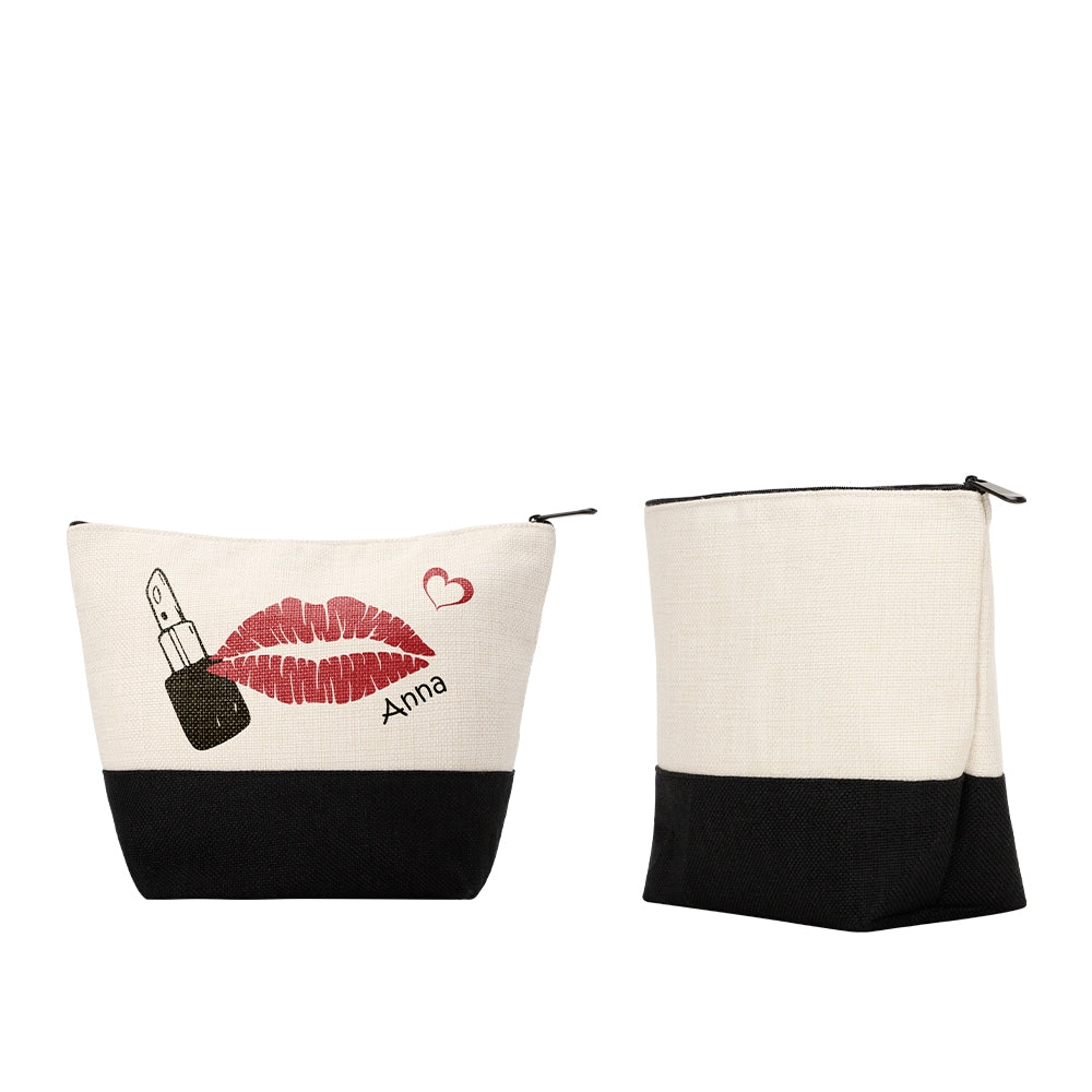 Cosmetic Bag CB102 Natural Linen Black BaseH7.3xW9.5 inch
