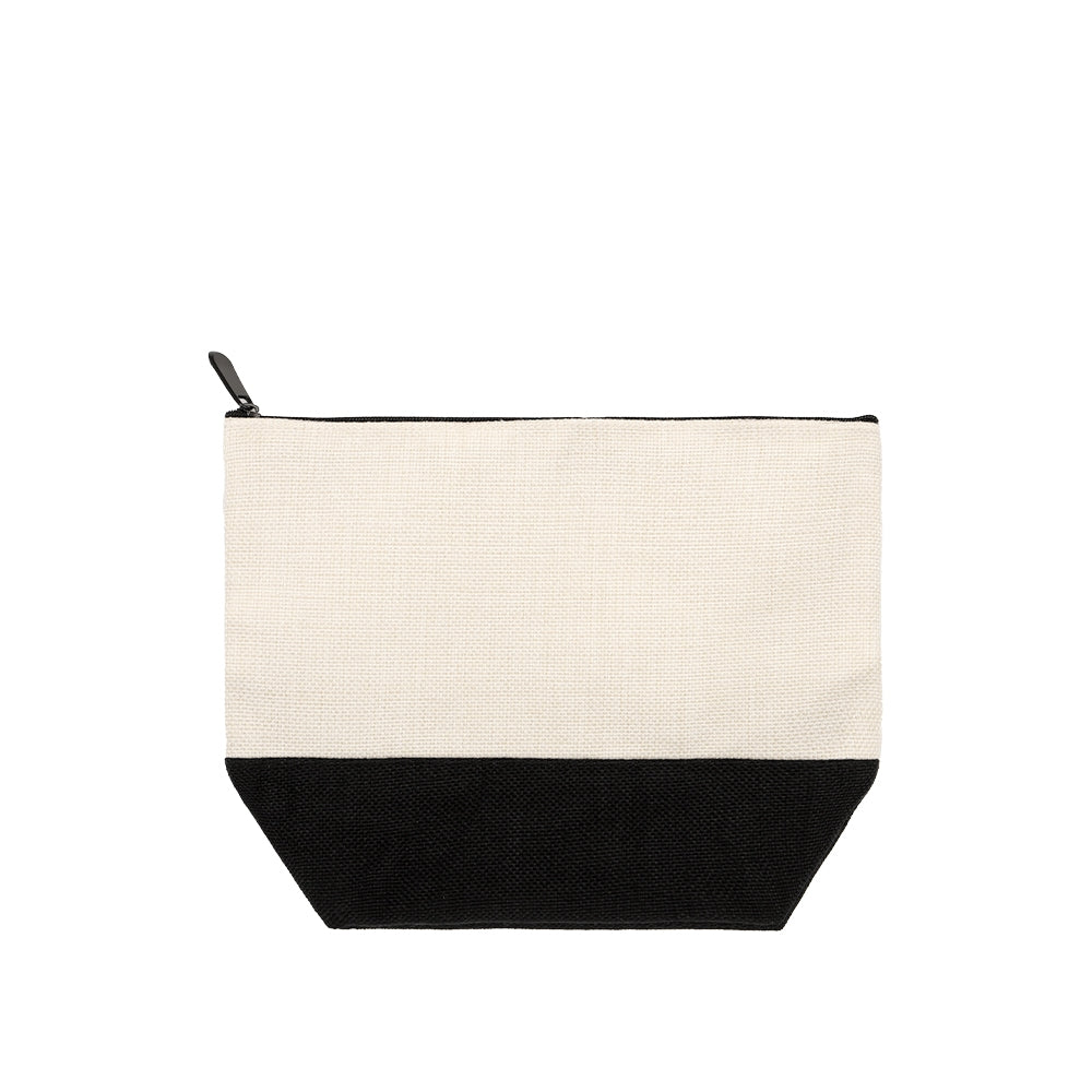 Cosmetic Bag CB102 Natural Linen Black BaseH7.3xW9.5 inch