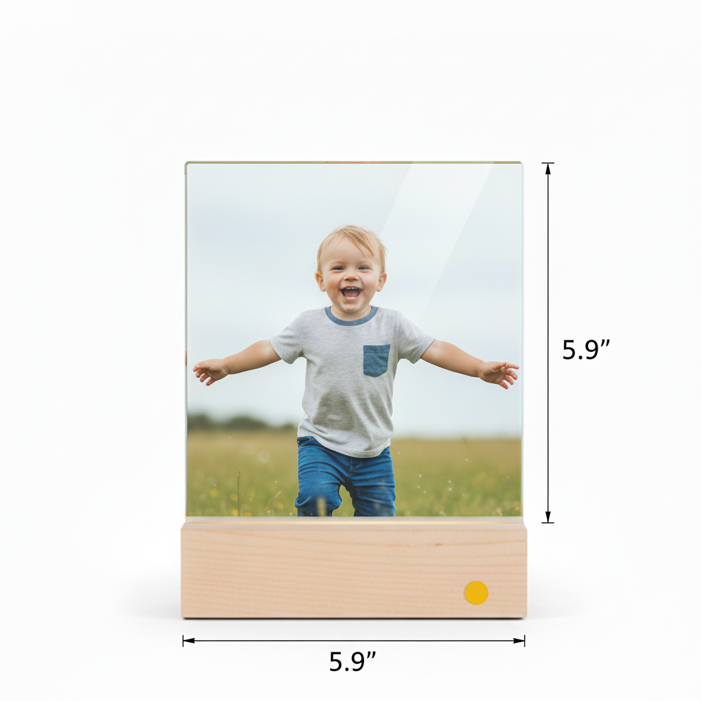 Glass Photo Panel with LED Base-square-5.9x5.9 inch
