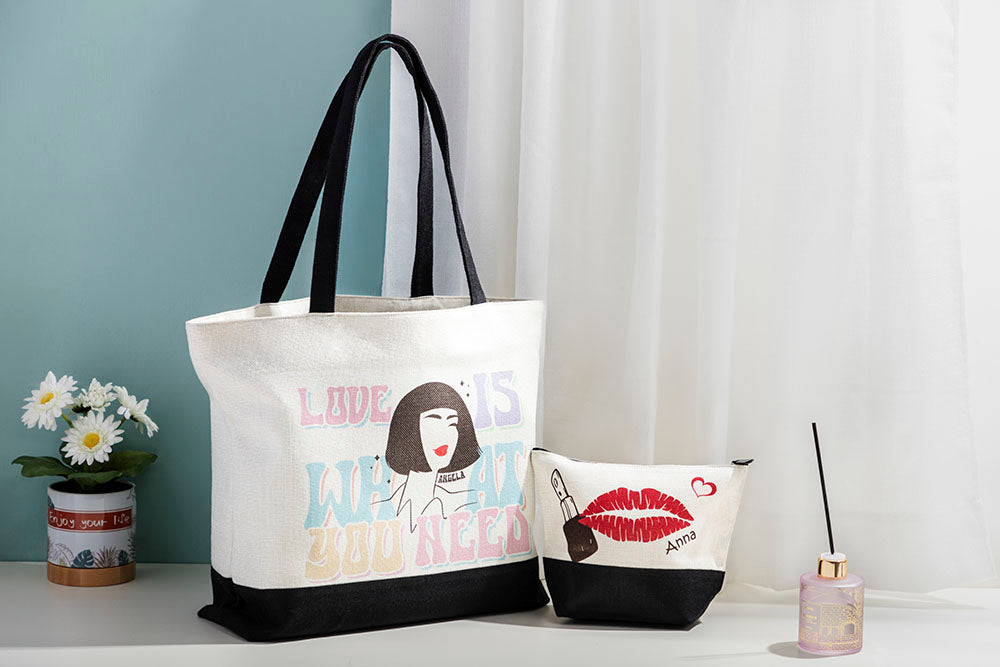 Tote TK102 Natural Linen With Black BaseH14.2*W18.9